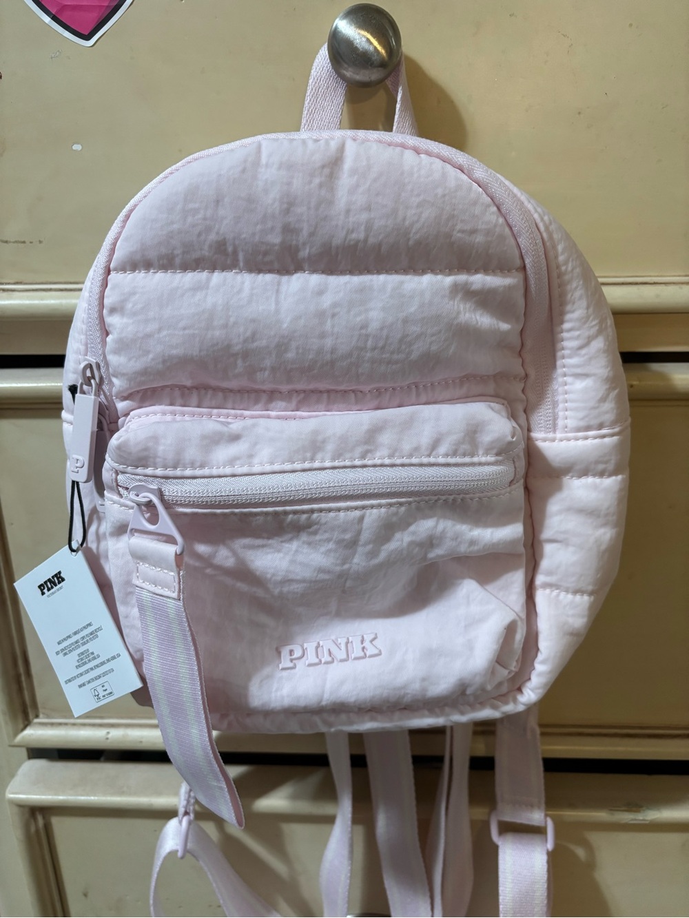 PINK Victoria's Secret Quilted Pale Pink Mini Backpack